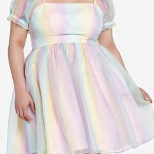 NWT Sweet Society Pastel Rainbow Organza Tiered Dress Plus Size